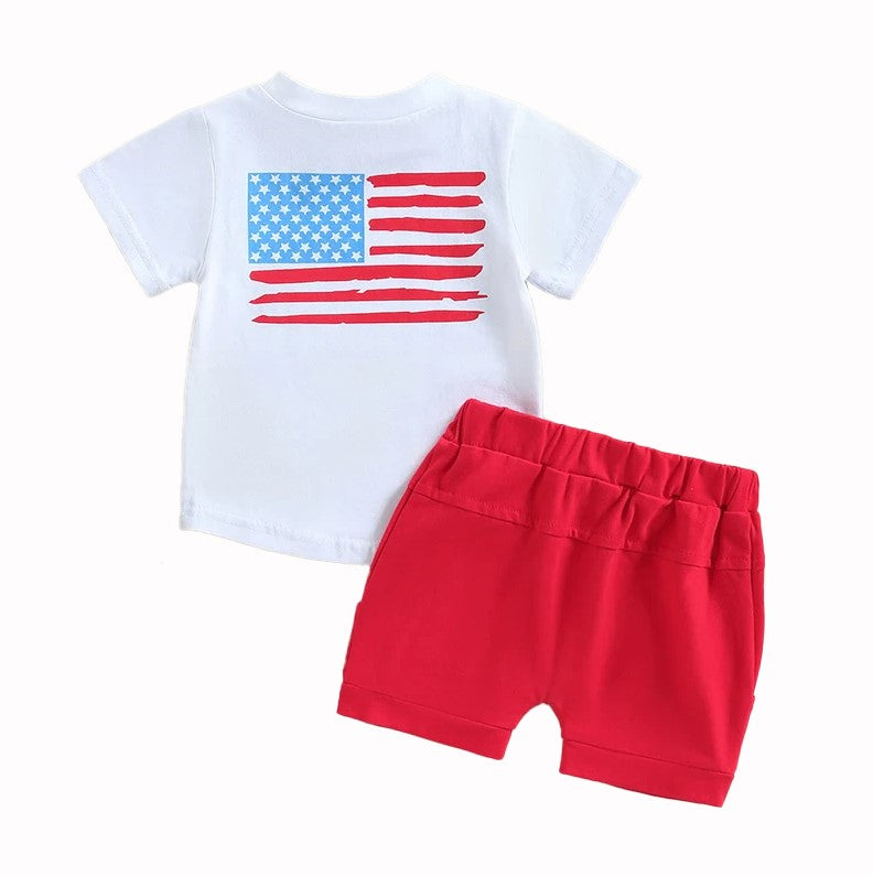 USA Red Shorts Set