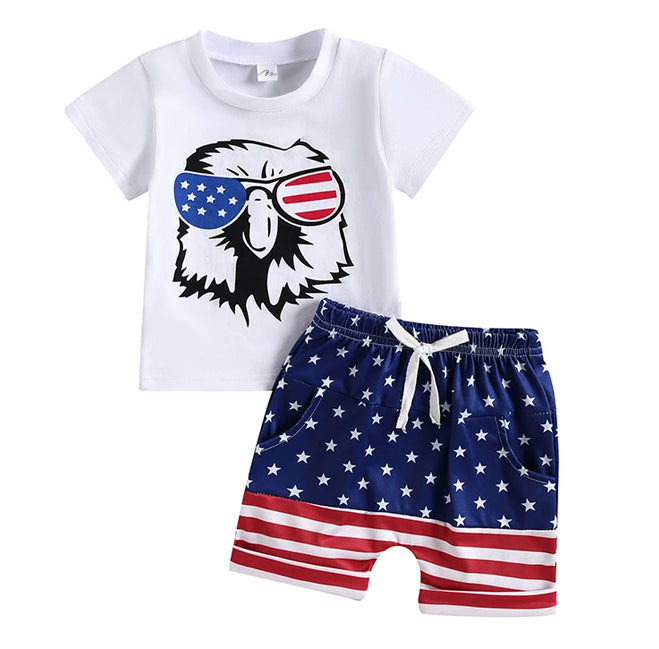 American Bald Eagle Shorts Set