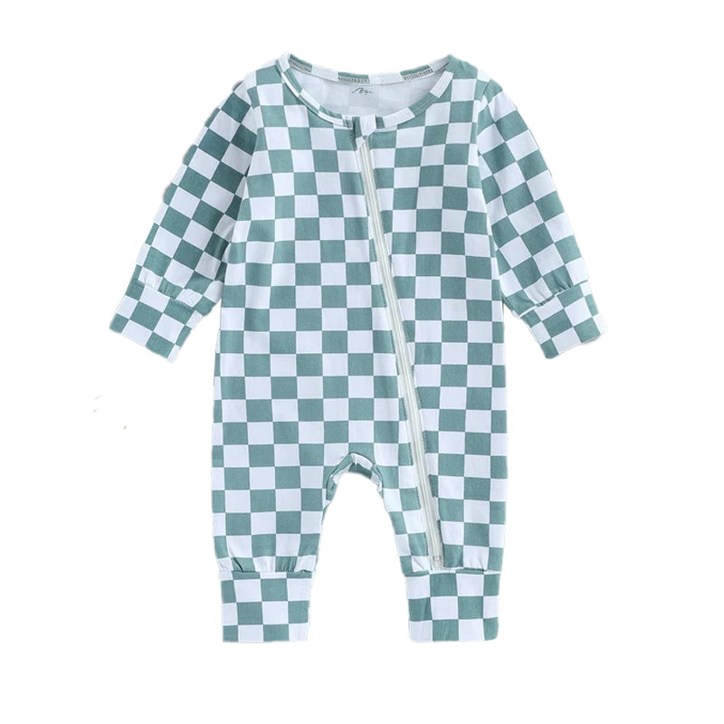 Checkered Zipper Pajamas