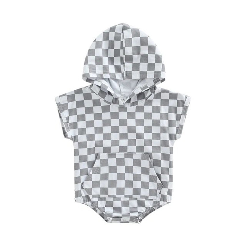 Checkered Hooded Romper