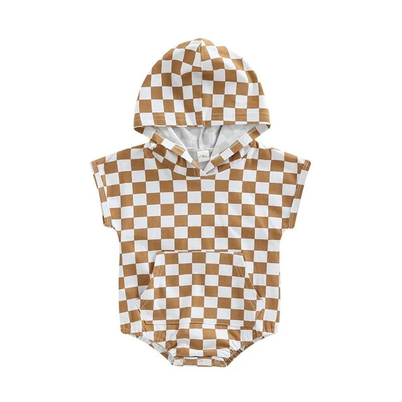 Checkered Hooded Romper