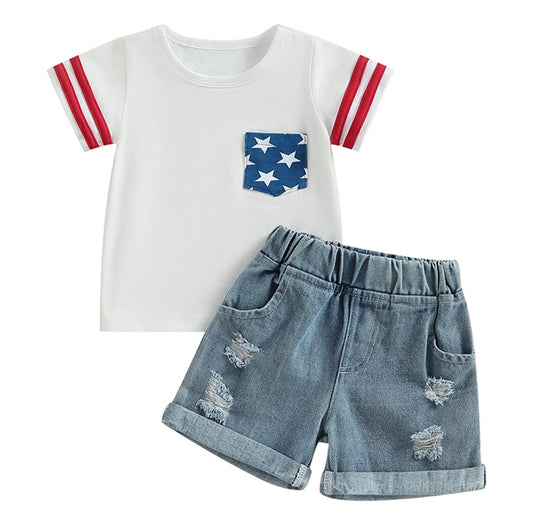 Flag Pocket Shorts Set