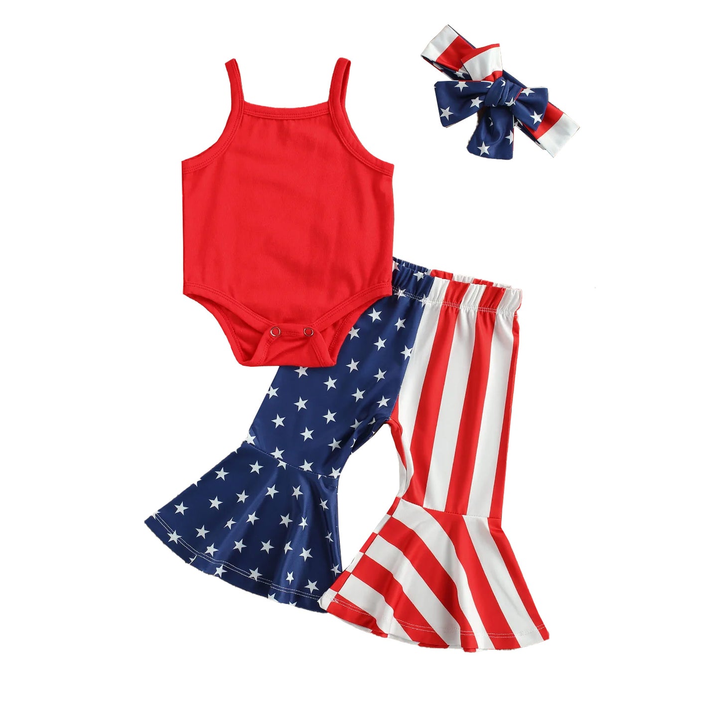 American Flag Flared Pants Set