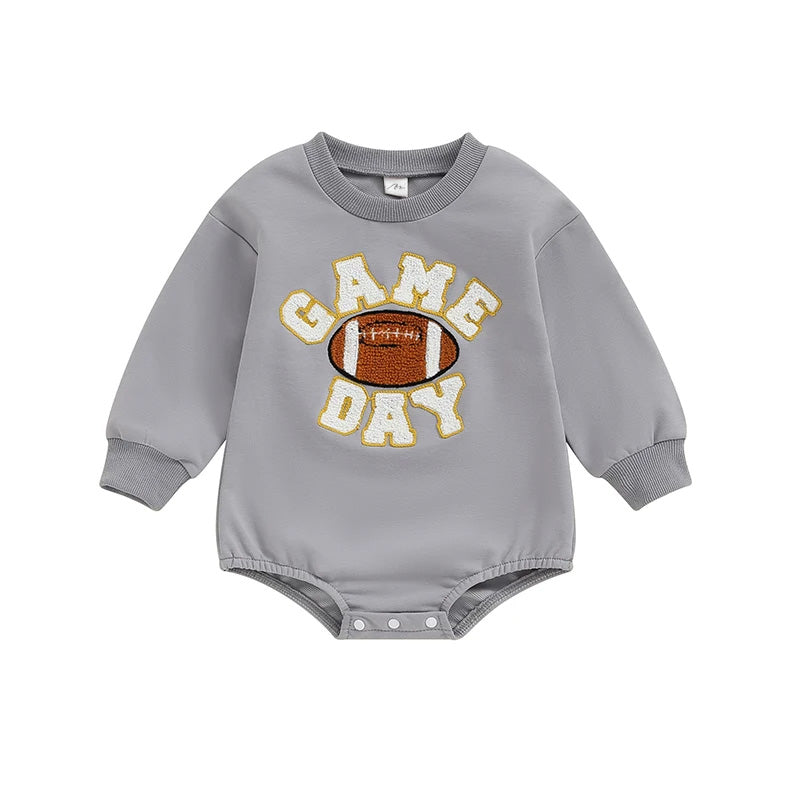 Game Day Football Embroidery Bubble Romper