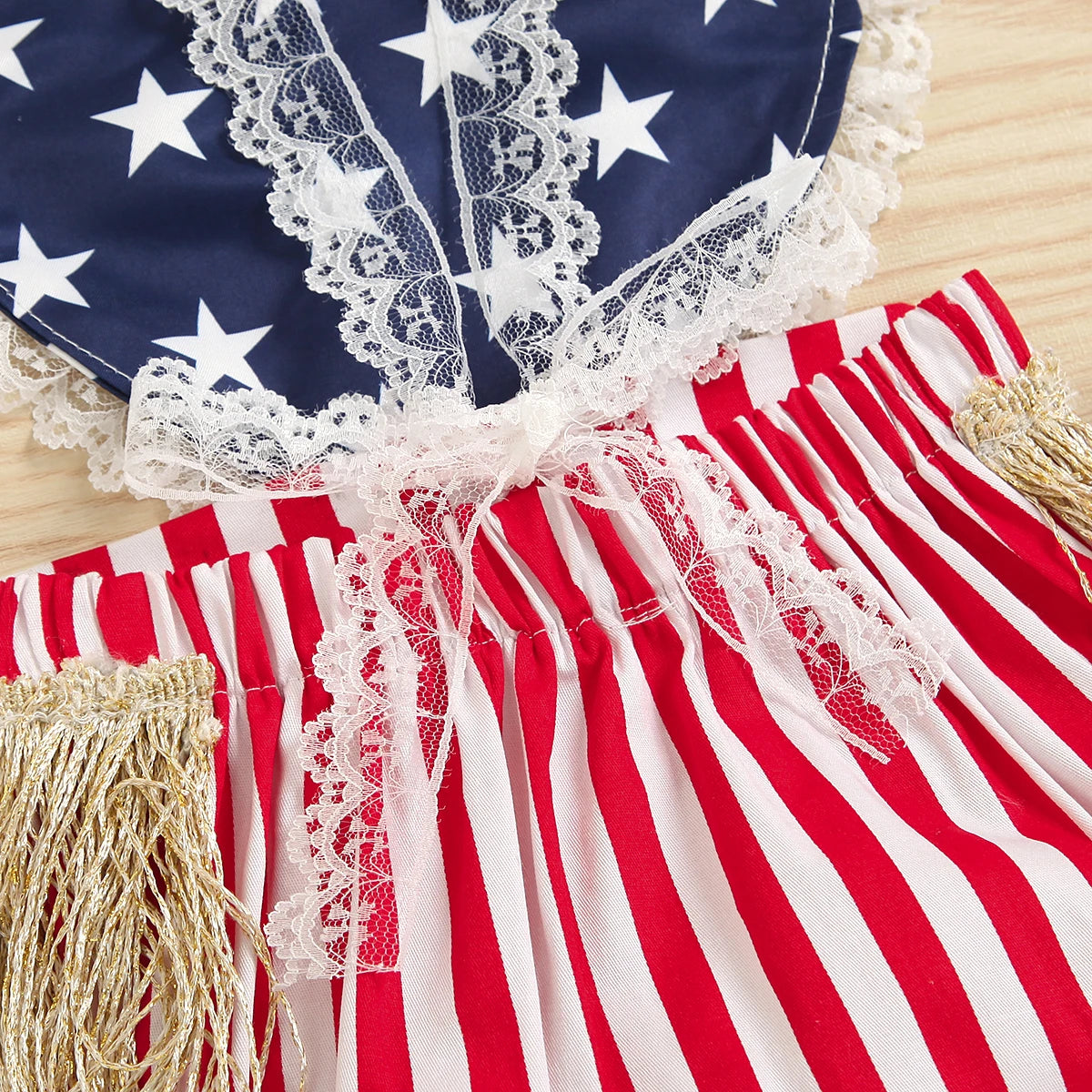 Lace Star and Striped Romper