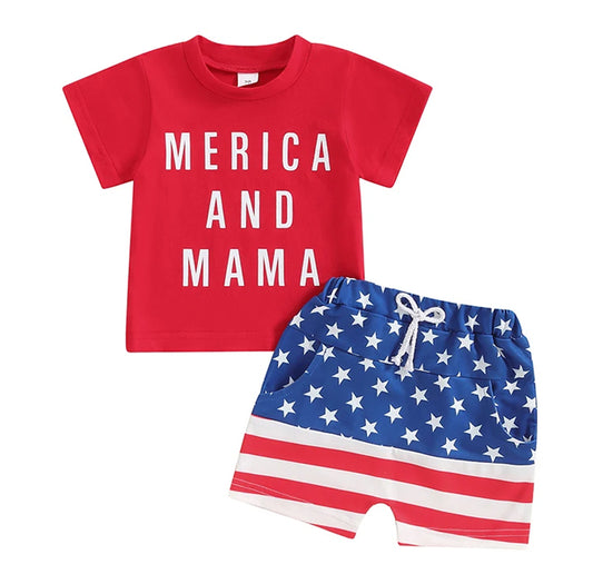 'Merica and Mama Shorts Set
