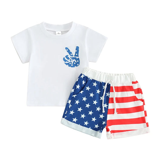 Peace Love and America Shorts Set