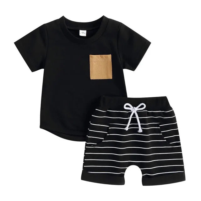 Pocket Shorts Set- Black