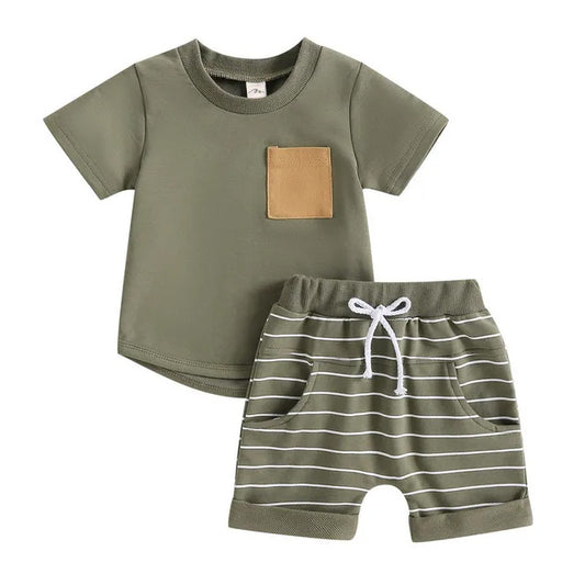 Pocket Shorts Set- Green