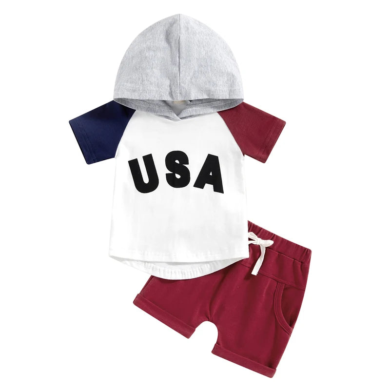 USA Hooded Shorts Set