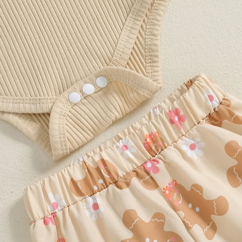 My First Christmas Gingerbread Flare Pants Set