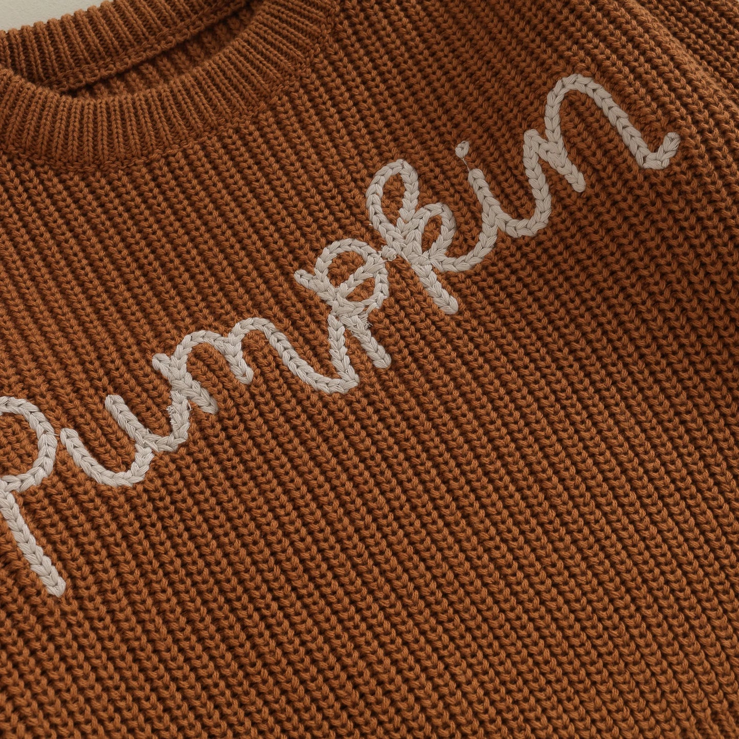 Pumpkin Embroidery Knit Sweater