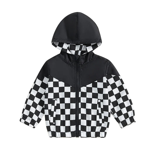 Checkered Zip Up Hoodie