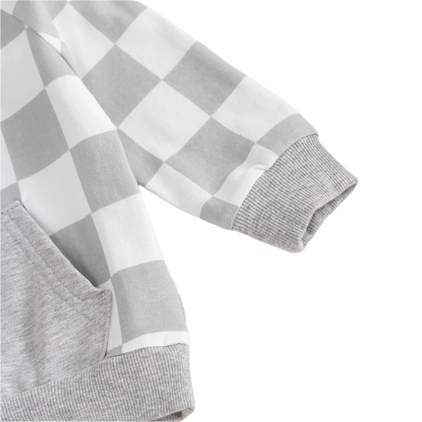 Gray Checkered Hoodie Set