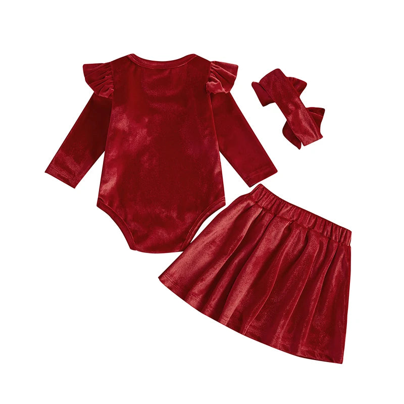 Red Velvet Skirt Set