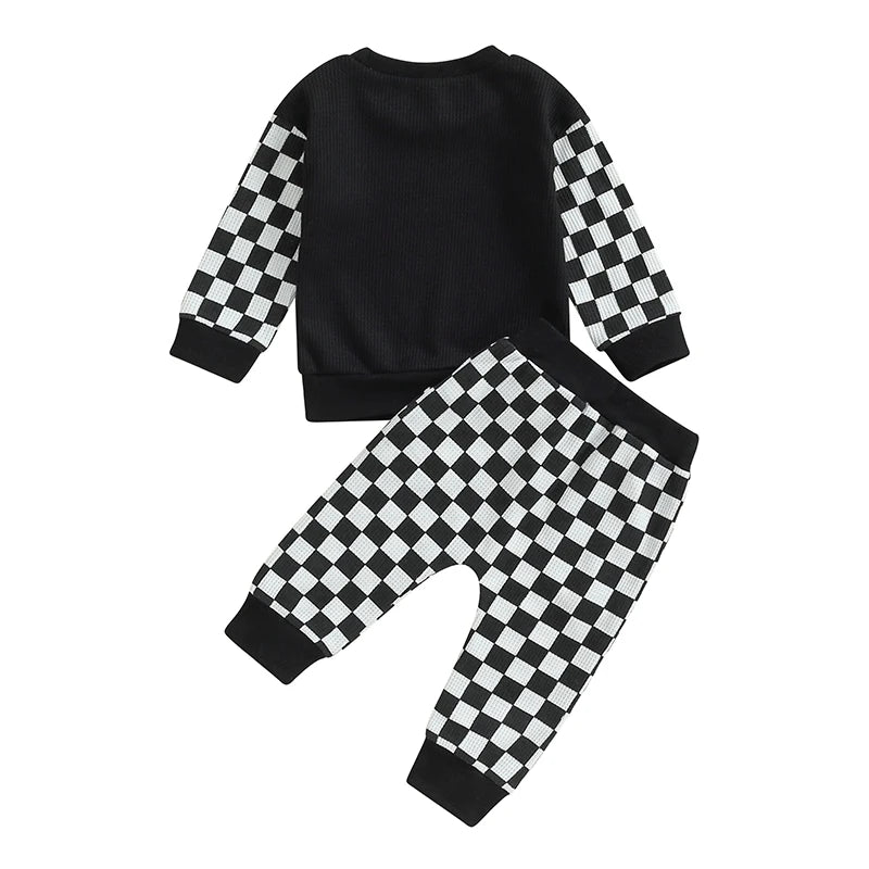 Waffle Knit Checkered Set