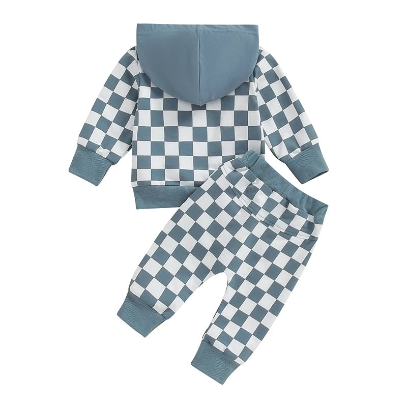 Checkered Hoodie Pants Set