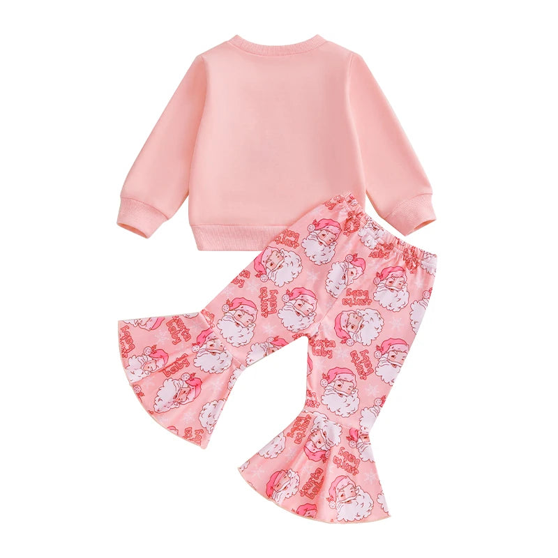 Pink Santa Flare Pants Set