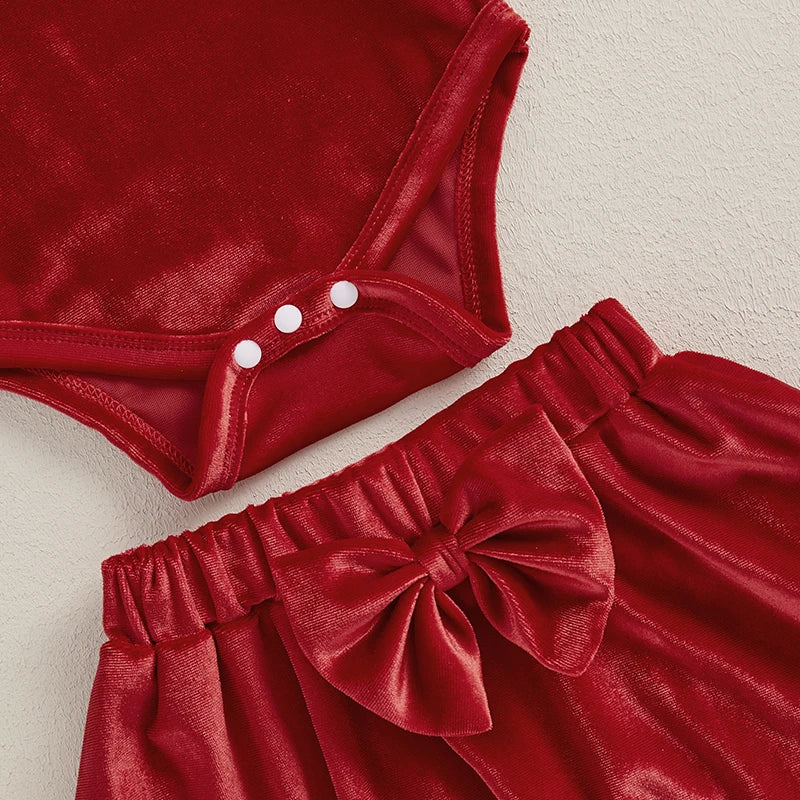 Red Velvet Skirt Set