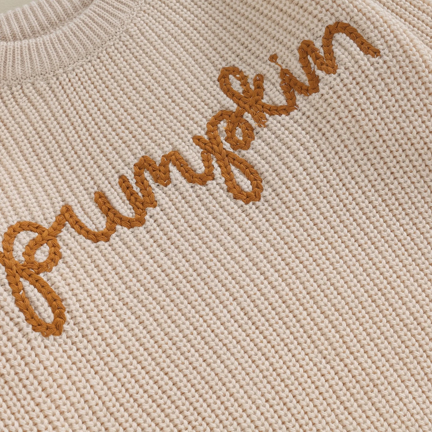 Pumpkin Embroidery Knit Sweater