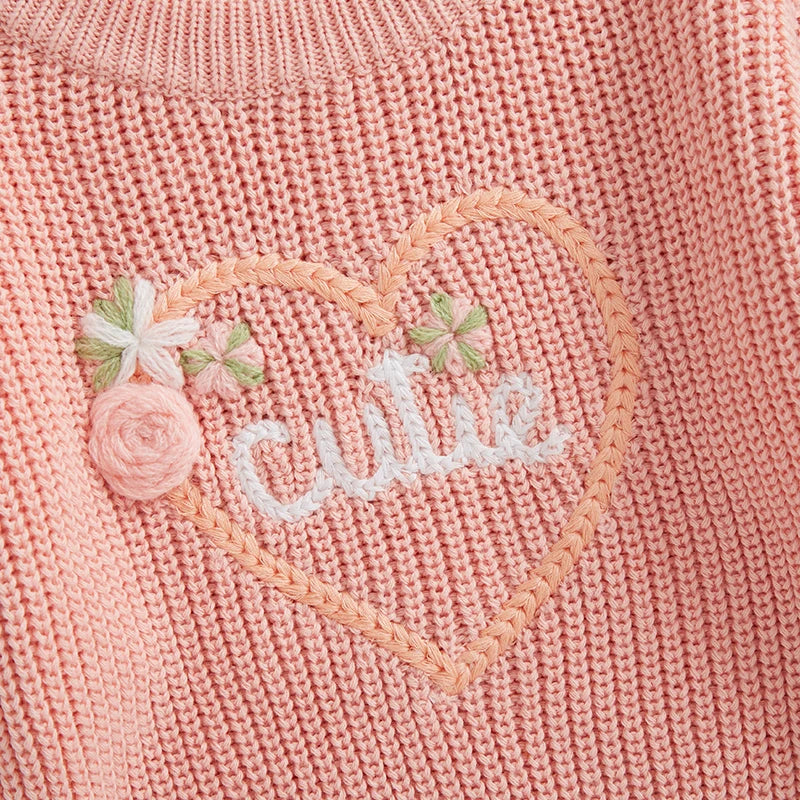 Cutie Embroidered Knit Sweater