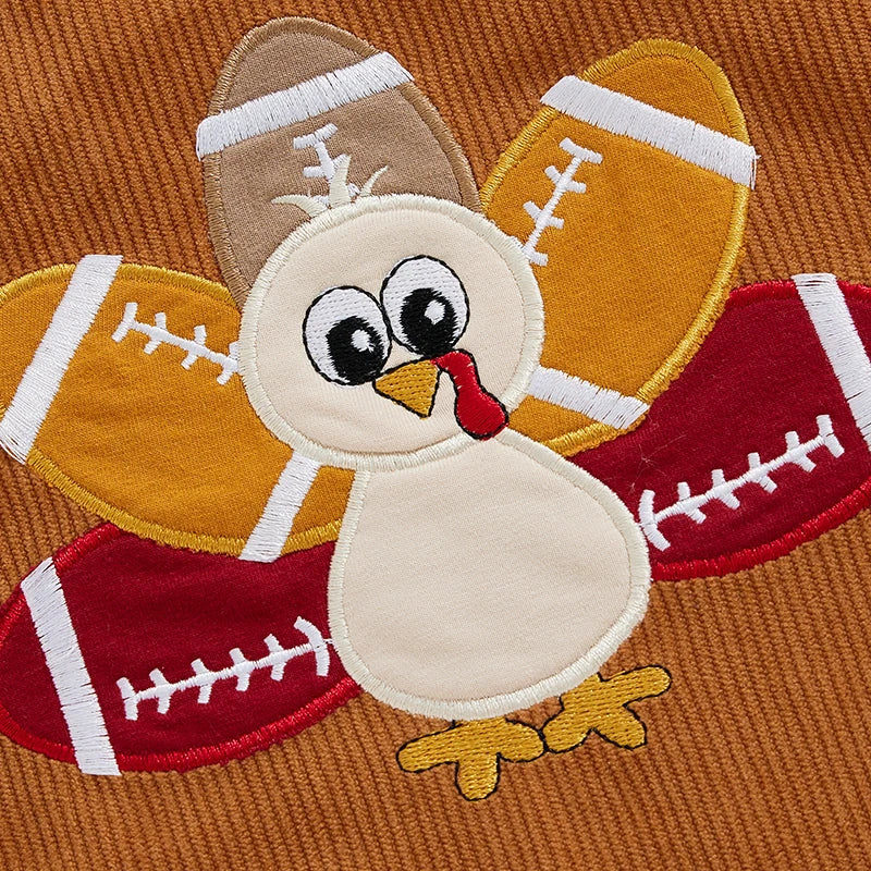 Football Turkey Corduroy Bubble Romper