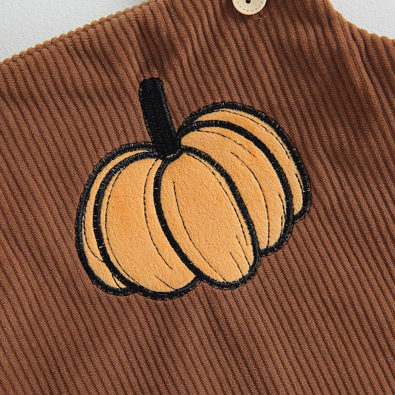 Pumpkin Corduroy Overalls Bubble Romper