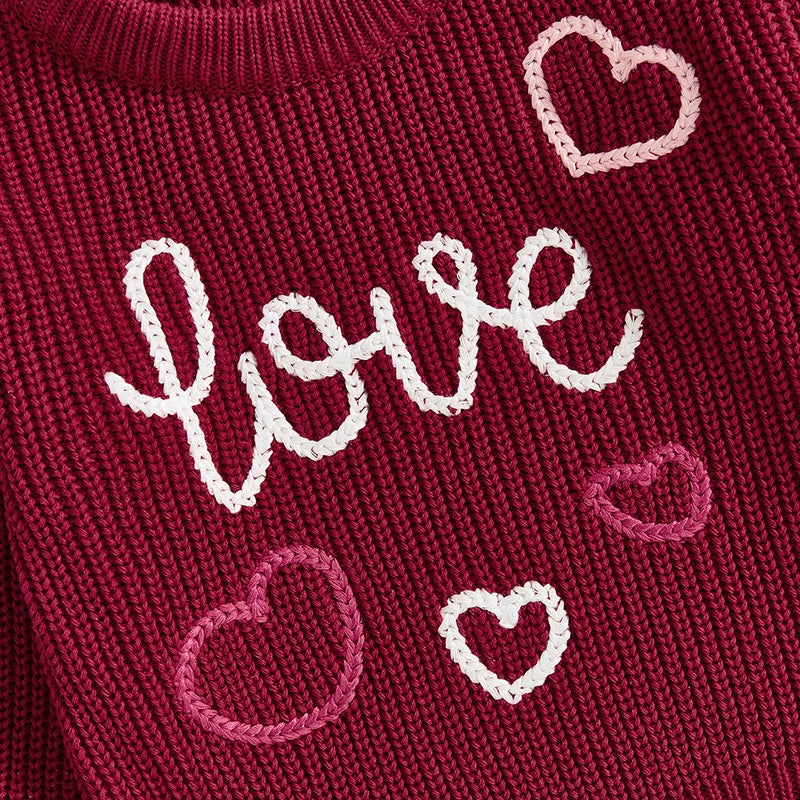 Love Embroidered Knit Sweater