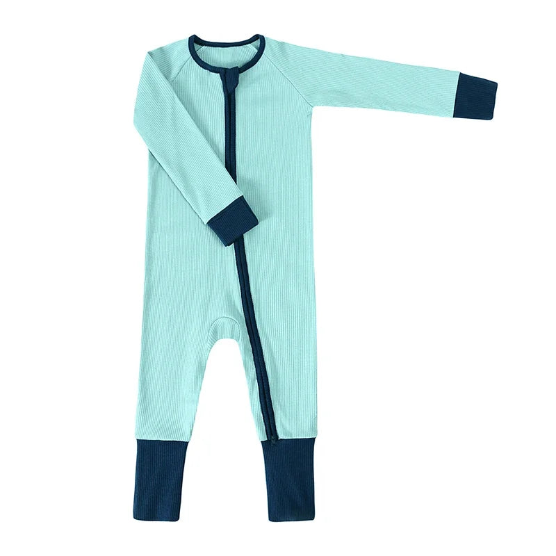 Bamboo Ribbed Zip Romper Pajamas