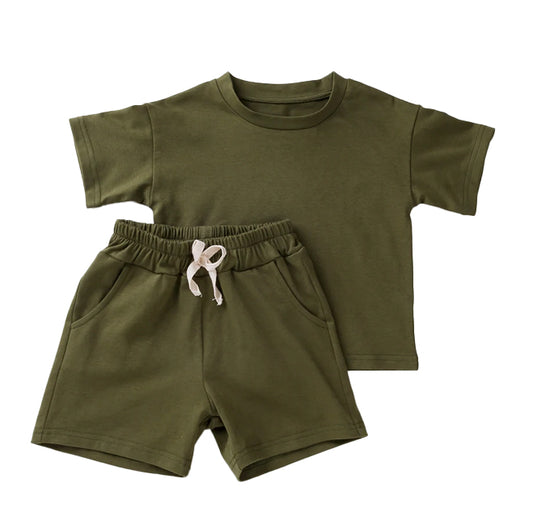 Solid Forest Shorts Set