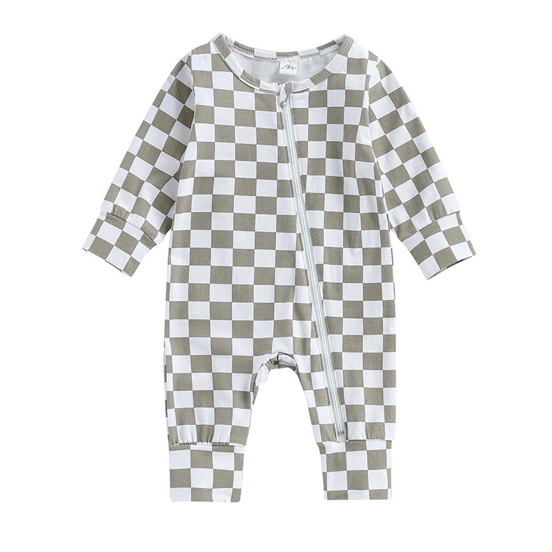 Checkered Zipper Pajamas