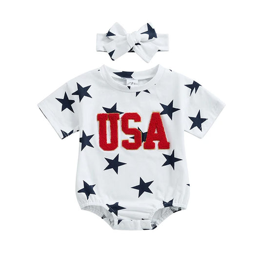 USA Star Bubble Romper